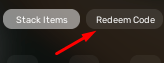The "Redeem Code" button in Duel Stars