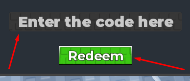 The Enter the code here box and Redeem button in +1 Blade Swing Escape