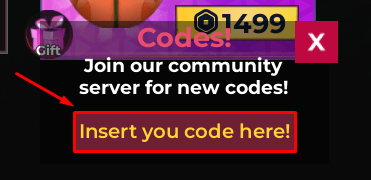 Squid Game X enter codes box