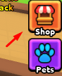 The Shop button in Get Tall and Fall