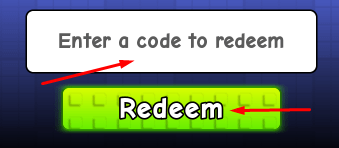 Enter a code to redeem box and Redeem button to redeem codes in Pack a Soccer Card
