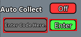 Own a Mineshaft enter codes box and enter button