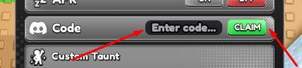 The Enter code... box and CLAIM button in Paint And SEEK!
