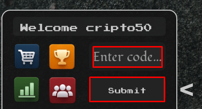 1984 Utopia enter codes box and submit button
