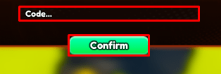 Anime Clash enter codes box and confirm button