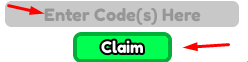 The "Enter Code(s) Here" box and Claim button in Bunny Tycoon
