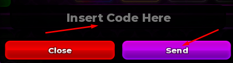 Insert Code Here box and Send button to redeem codes in Anime Breaker