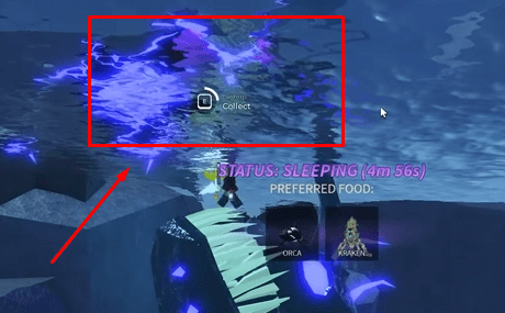Grabbing the lantern on an anglerfish's head in Fisch