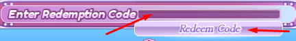 Text box and Redeem Code button to redeem codes in Mermaid Isle