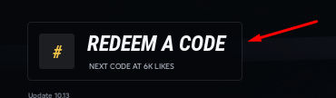 REDEEM A CODE button in Driven Football