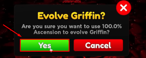 Anime Adventures Griffin Yes button