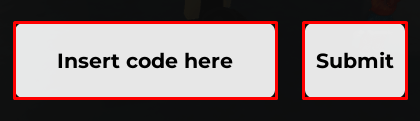 Ride Storm enter codes box and submit button
