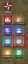 The settings button in Rogue Piece