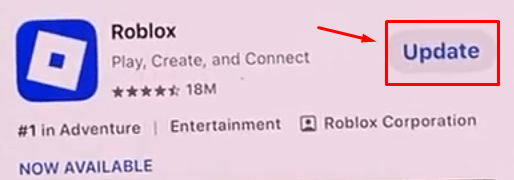 The Update button for Roblox in the App Store