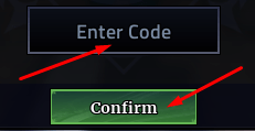 Enter Code box and Confirm button to redeem codes in Iron Soul: Dungeon
