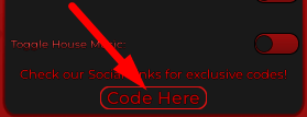 The code redeeming interface in Ultimate Mansion Tycoon