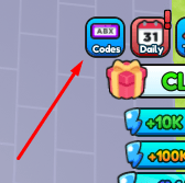 The Codes button in Pull up and Climb!