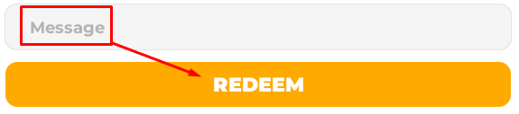 The "Message" box and REDEEM button in Pls Donate