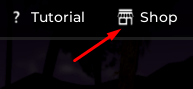 Shop icon that reveals the redeem code interface
