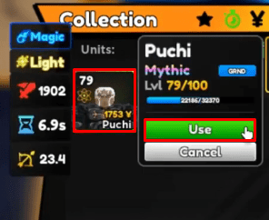 Anime Adventures Puchi Use button