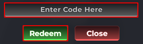 Sniper Arena enter codes box and redeem button