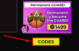 Squid Game X codes button