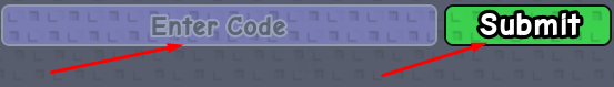Enter Code box and Submit button to redeem codes in Start a Gym