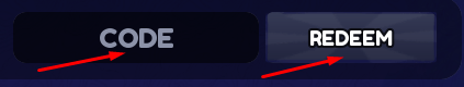 CODE box and REDEEM button to redeem codes in Forgotten Island