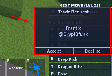 An example of a trade request in AUT