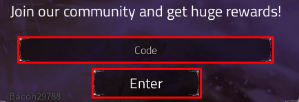 Hot's RNG enter code box and enter button