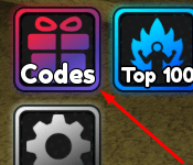 The Codes button in Anime Card Infinite