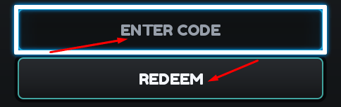 ENTER CODE box and REDEEM button to use codes in Project: Iron