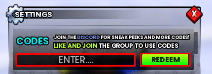 Shovel It enter codes box and redeem button