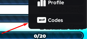 The Codes button in Anime Capture