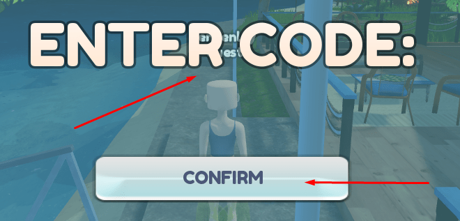 ENTER CODE box and CONFIRM button to redeem codes in Mermaid Awakening