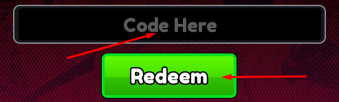 Code Here box and Redeem button to redeem codes in Anime Mysterious