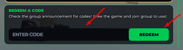 The ENTER CODE box and REDEEM button in ANTI-HERO