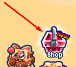 The Shop button in Bubble Gum Tappers