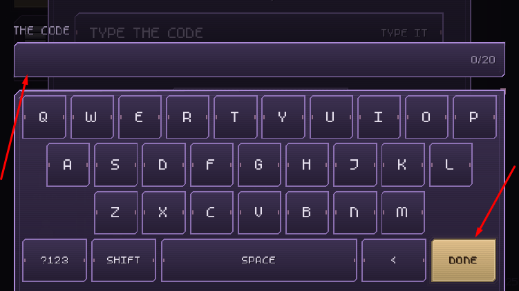 The blank box and DONE button in Nebulous