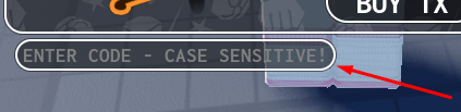 The ENTER CODE - CASE SENSITIVE! box in scrap on a baseplate