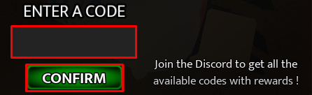 Ophelia enter codes box and confirm button