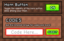 Build A Train enter codes box and submit button