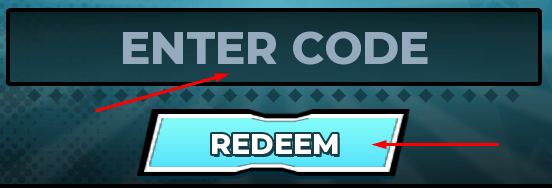 ENTER CODE box and REDEEM button to redeem codes in Anime Ball Duels