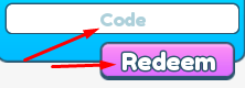 Code box and Redeem button to redeem codes in Custom PC Tycoon