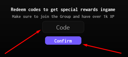 The Code box and Confirm button in Nations Roleplay : Remastered