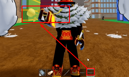 A player holding the Yellow Flower in Blox Fruits
