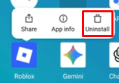 The uninstall option on Android devices