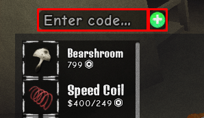 MEDVED enter codes box and + button