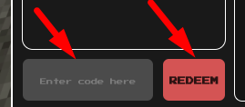 The code redeeming interface in Da Craft