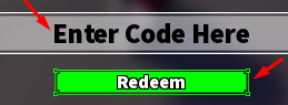 The "Enter Code Here" box and Redeem button in Unit Wars